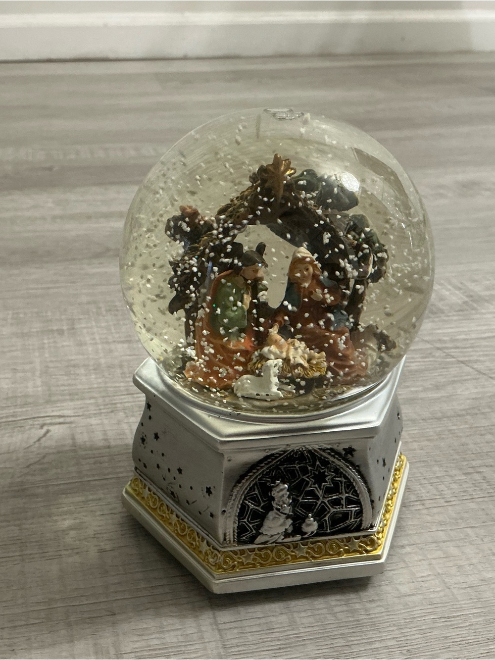 Vintage Toyo Musical Nativity Snow Globe Holy Family